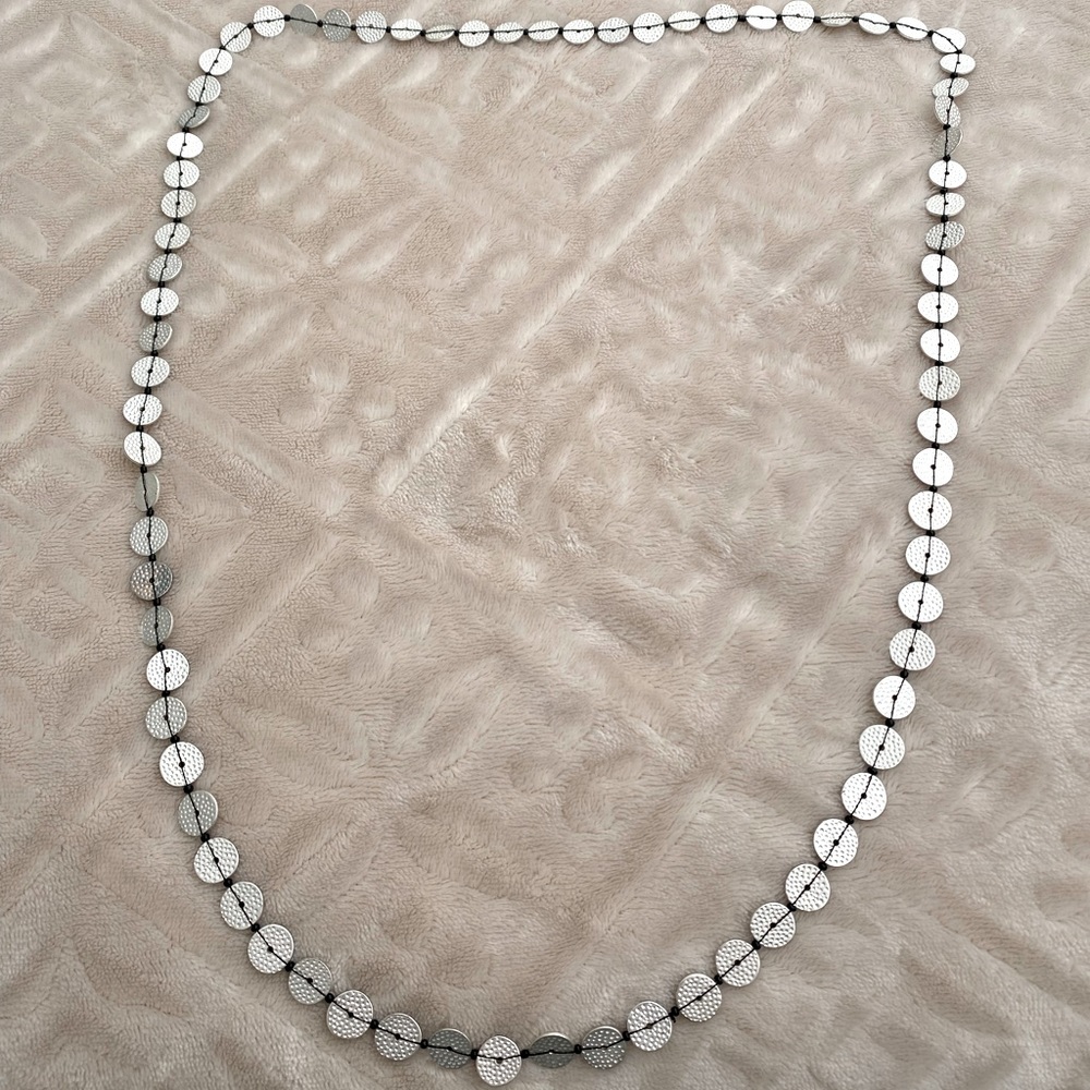 Silver disc chain/layering necklace or wrap around bracelet